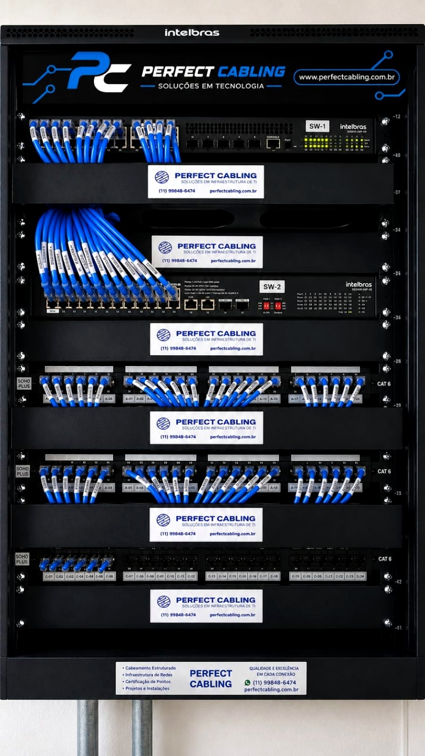 Rack organizado pela Perfect Cabling
